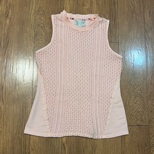 Saturday Sunday Cozy Cable Knit Light Pink Girlhood Sleeveless Sweater Sz XS